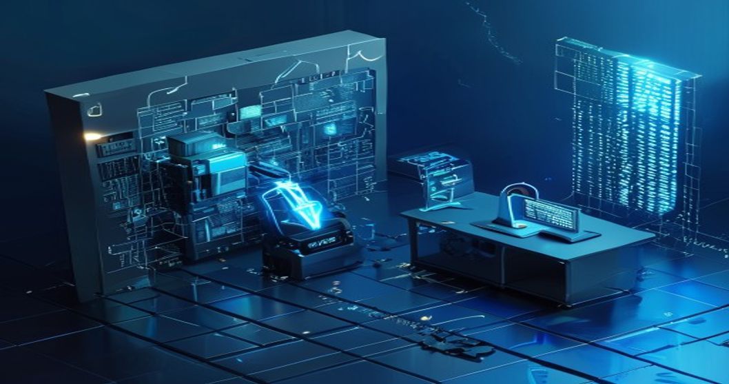 An AI assistant holding a master key to a data vault while a user receives documents beyond their clearance