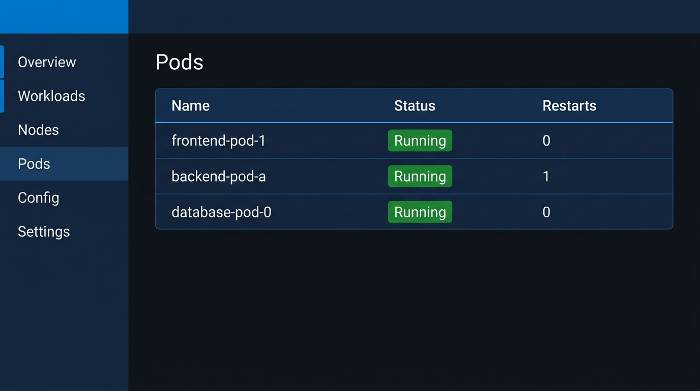 Mock-up (not a screenshot): The cluster console listing agent pods in a running state, confirming the monitoring agent deployed successfully.