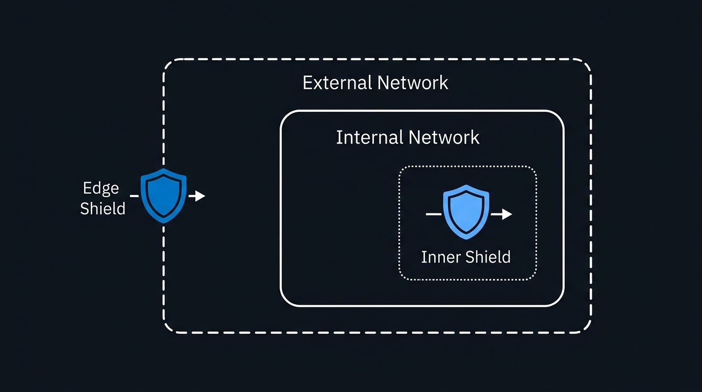 Illustration: Filtering traffic at the edge shields regional compute from attacks, while filtering inside the network inspects traffic the edge never sees.