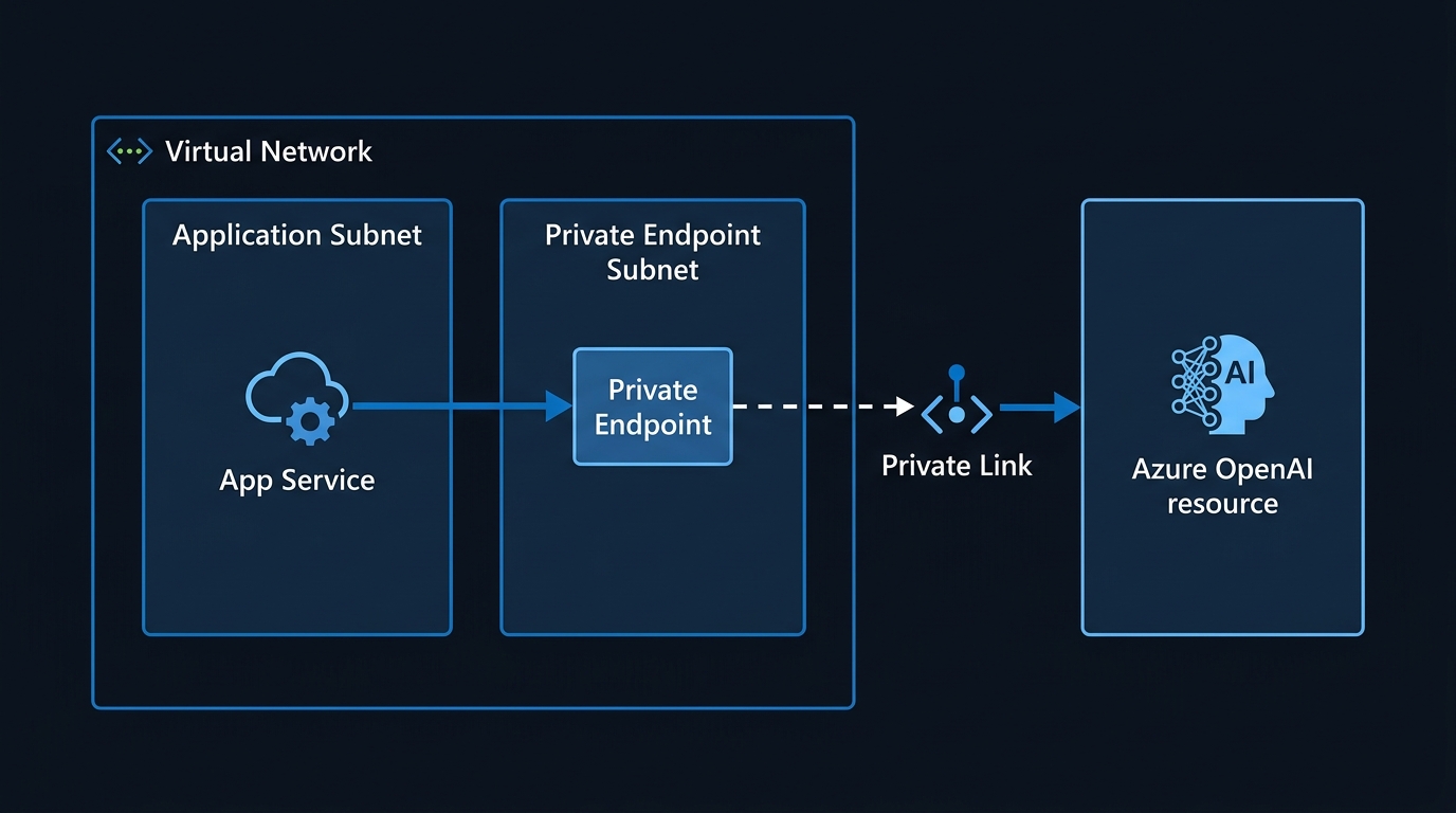Illustration: Private endpoint routing architecture within a subnet.