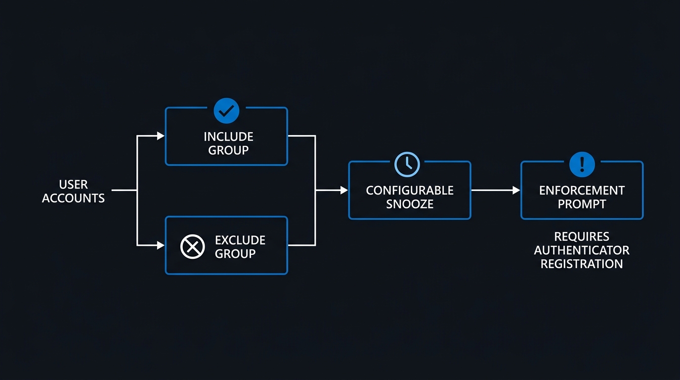 Illustration: Structure of a targeted registration campaign for migrating users away from legacy telephony methods.